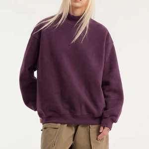 Sudadera personalizada de cuello alto para mujer, de algodón y felpa, con apliques gráficos de marca, corte holgado, teñido vintage y ribetes. - Product Image 3