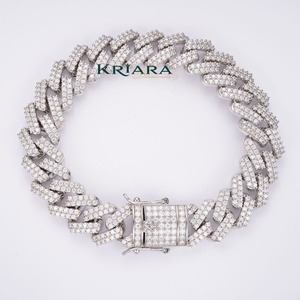 Bracelet en or massif 925 18 carats avec diamant de laboratoire, taille brillant rond, couleur D, certifié IGI, luxe, unisexe, pour usage quotidien - Product Image 1