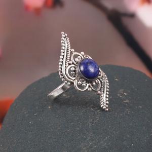 Anillo Clásico de Plata de Ley 925 con Lapislázuli en Engaste para Mujer - Product Image 3
