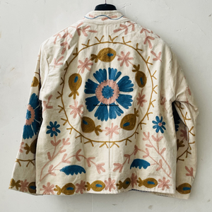 Indian Handmade Suzani Cotton <b>Jacket</b> Hand Embroidered Short <b>Jacket</b> Unisex Coat Handmade Suzani Short <b>Jacket</b> - Product Image 6