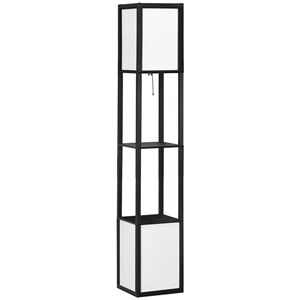 Lampada da Terra Moderna con Doppia Luce Ambientale e Mensola Nera 26x26x156 cm per Soggiorno e Camera da Letto - Product Image 1