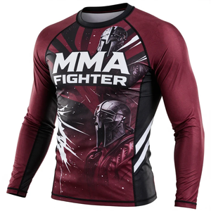 Vente en gros de chemises de compression à manches longues pour entraînement MMA, en polyester/nylon respirant, 160g, séchage rapide, avec logo personnalisé - Product Image 3