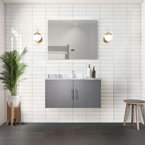 Grigio scuro 36 pollici. Mobile da bagno con lavabo da 22 pollici Piano in marmo di Carrara e 36 pollici. Specchi LED per Vanità da Bagno - Product Image 2
