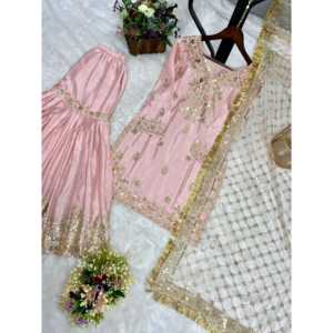 Ensemble haut-bas et Dupatta pour femmes styliste - Product Image 6