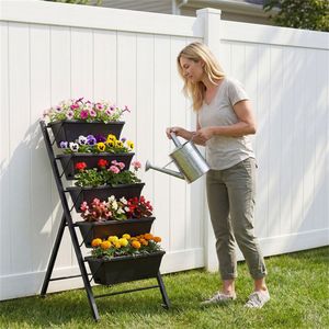 Fioriera da Giardino a 5 Livelli con Ruote e Contenitori Rimovibili per Patio e Balcone - Product Image 6