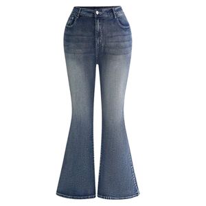 Pantalones Vaqueros Acampanados de Cintura Alta con Pedrería para Mujer, Diseño Brillante, Estilo Y2K Vintage, Pantalones de Mezclilla con Patrón de Campana, Venta al por Mayor - Product Image 3
