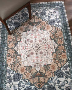 Tapis d'intérieur vintage à motif floral persan, antidérapant, à poils ras, en polyester, adapté aux animaux domestiques, pour salon, chambre, couloir, salle à manger, chambre à coucher - Product Image 5