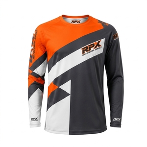 Maillot de motocross personnalisé à manches longues, orange et blanc, sublimation, pour course de dirt bike, vêtements de course automobile, maillot de motocross - Product Image 1