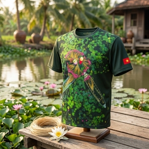 เสื้อยืดเวียดนามสุดเท่ห์ ผลิตจากผ้าฝ้าย ใส่สบาย ระบายเหงื่อได้ดี เหมาะสำหรับทุกเพศทุกวัย แขนสั้น ผลิตจากโพลีเอสเตอร์ เหมาะสำหรับเล่นกีฬา - Product Image 3