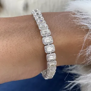 Pulsera de Diamantes Vintage de 6.5 Ct, Corte Esmeralda, Cultivados en Laboratorio, E F VVS2, Oro Blanco de 14K, Certificado IGI, Regalo de Compromiso o Boda - Product Image 6