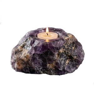 Portavelas de Piedra Natural Tallada a Mano de Cristal de Amatista, Gema de Ágata Curativa, Venta al por Mayor - Product Image 1