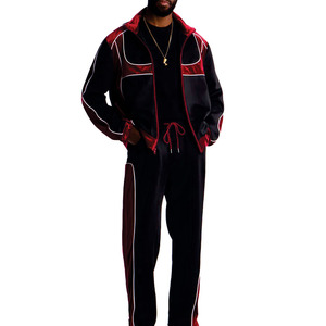 Custom Velour Tracksuit Set <b>Zip</b>-<b>Up</b> <b>Jacket</b> Pants Premium Soft Fabric Casual Sportswear Luxury Streetwear Patchwork <b>jacket</b> for men - Product Image 4