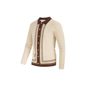 Suéter tipo cárdigan clásico de punto con botones para hombre - Product Image 2