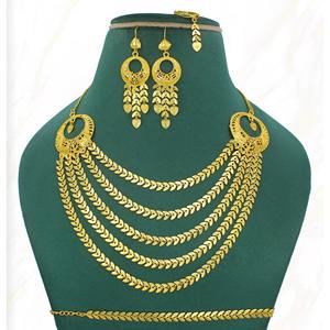 Parure de bijoux collier avec boucles d'oreilles en laiton plaqué or pur parure de bijoux collier design haute qualité Émirats arabes unis Dubaï - Product Image 3