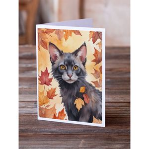 Whimsical Lykoi Cat in Fall Leaves Paquete de 8 A7 Tamaño 5x7 Tarjetas de notas en blanco con sobres Tarjetas de felicitación - Product Image 2