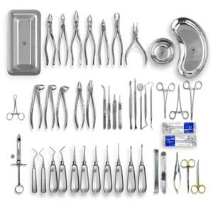 Kit de 49 Piezas para Extracción Dental Manual Ergonómica, Instrumentos Orales de Acero Inoxidable, Pinzas, Elevadores, Reutilizables y Autoclavables - Product Image 1