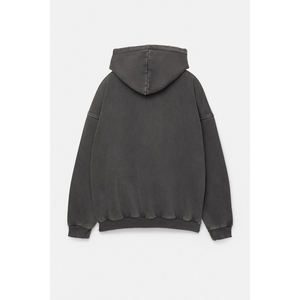 Sweat à capuche ample en jersey de coton brossé épais, délavé style vintage, à manches longues, coupe décontractée, avec cordon de serrage et finition délavée - Product Image 6