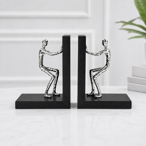 Juego de sujetalibros de diseño moderno con figura humana abstracta, soporte decorativo de metal para libros, organizador de escritorio de oficina, decoración de estantería para el hogar, tamaño personalizado - Product Image 2