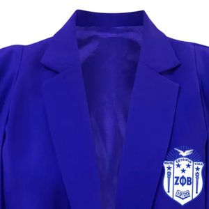 Chaqueta tipo capa Zeta Phi Beta para mujer, azul real, con frente abierto, elegante, para hermandades griegas, ropa de oficina con estilo. - Product Image 3