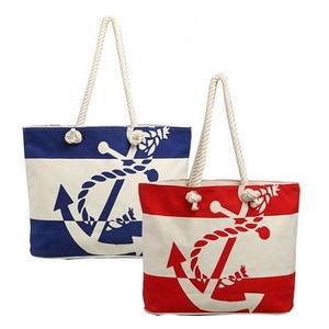 Sac messager pour femme, sac à bandoulière imperméable avec imprimé ancre, poignées en corde de coton, grande capacité, sac de voyage pour usage quotidien - Product Image 1