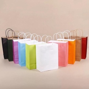 Colorful Art Paper Gift <b>Bags</b> With Twisted Handles Recyclable Standard Flat <b>Bags</b> For Business Shopping - Product Image 2