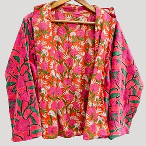 Chaqueta de Terciopelo Floral con Cuello Mandarín, Manga Larga, Talla Grande para Mujer, Estilo Cuadrado, Estampado de Flores, Grosor Estándar para Adultos - Product Image 4
