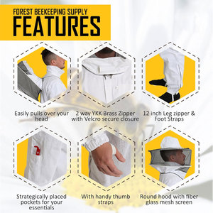 Traje de Apicultura Blanco para Hombre con Capucha de Malla Ventilada, Overol de Trabajo Transpirable de Algodón, Traje de Apicultura - Product Image 5