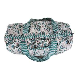 Sac de voyage matelassé vintage fait main pour femme A2ZCraftBazar, grand sac de week-end en coton, sac de plage uni avec fermeture éclair - Product Image 4