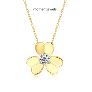 Collier pendentif fleur plaqué or, argent sterling 925, collier floral en CZ pour femme, bijoux cadeau - Product Image 1