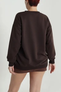 Pull-over en molleton Sherpa surdimensionné pour femme, unisexe, automne-hiver, grande taille, col montant, coton écologique, avec logo personnalisé - Product Image 3