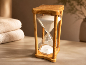 Sablier en bois artisanal pour la relaxation, le yoga, la méditation, la thérapie par le massage, le spa, la maison et le bureau - Product Image 1