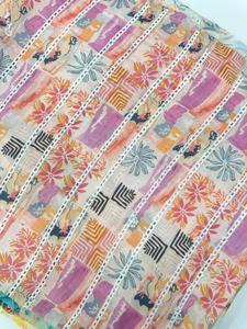Tela de polialgodón con estampado digital y bordado floral, ancho de 44 pulgadas, para usar en kurtis, vestidos, trajes, etc. - Product Image 4
