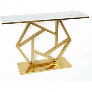 Mesa de Consola con Base de Metal y Tapa de Madera Maciza Marrón, Mesa de Entrada para Pasillo con Diseño Geométrico Circular Único, Venta al por Mayor - Product Image 2