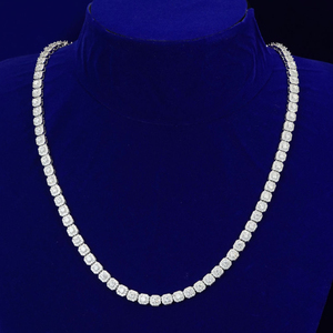 Collar de cadena de tenis geométrico con eslabones de piedra estilo cojín y engaste brillante, joyería elegante para mujer, para compradores mayoristas - Product Image 1