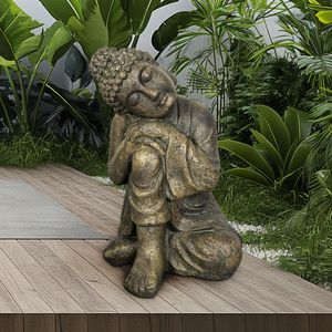 Estatua Decorativa Zen para Exteriores, Escultura de Buda Durmiendo Abrazando su Pierna, para Decoración de Jardín, Patio, Balcón o Porche - Product Image 3