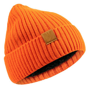 Gorro de Punto Acanalado Naranja Unisex, Gorro de Invierno de Color Sólido con Diseño de Borde Plegado, Estilo Casual para Adultos - Product Image 4
