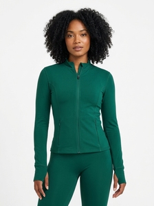 Breathable Regular Fit Workout Gym Fitness Set Bbl Spring Crop Tops <b>Ladies</b> Running Zip Sport Women <b>Jackets</b> Jogging Wear - Product Image 2