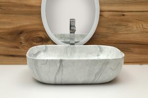 Luxury White Marble Countertop Wash <b>Basin</b> for Bathroom Sink-Durable & Eco-Friendly - Product Image 2