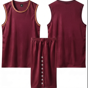 Sublimated Printed 3D Embroidery Basketball Uniform Set Unisex Adult Breathable Mesh Sleeveless Jersey <b>Shorts</b> <b>Elastic</b> <b>Waist</b> - Product Image 1