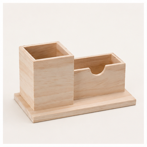 Handcrafted Eco-Friendly Wood <b>Desk</b> Organizer Multipurpose Stationery & Cutlery Holder Storage Organizer For <b>Study</b> & Office - Product Image 3