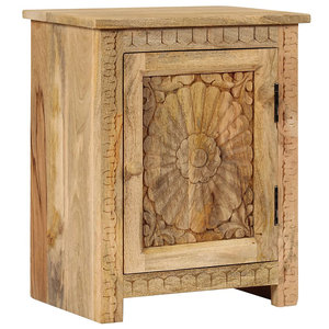 Vintage Solid Wood Carved One Door <b>Side</b> <b>Table</b> <b>Storage</b> Cabinet Bedroom Stool Rustic Farmhouse <b>Living</b> <b>Room</b> Furniture Home Decor - Product Image 3