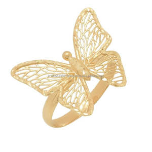 Vente en gros Rond de serviette papillon pour mariage, hôtel, dessus de table, design élégant, anneau ou porte-serviettes en métal de luxe doré - Product Image 3