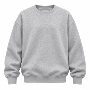 Sweat-shirt personnalisé gris chiné clair à col ras du cou, coupe oversize, en molleton, avec poignets côtelés, vierge, style streetwear - Product Image 5