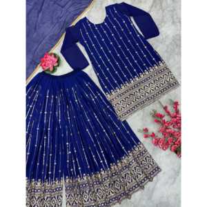 Vestidos de noche de diseñador Ropa de fiesta elegante Dupatta inferior superior con trabajo de bordado intrincado - Product Image 4