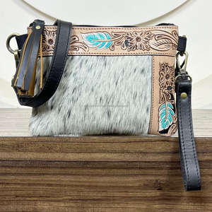 กระเป๋าคลัทช์ยาวทรงบางหนังแท้ลายฉลุสำหรับผู้หญิง รุ่นหรูหรา ปี 2025 พร้อมซิป สายคล้องข้อมือ ทนทาน หนังวัวแท้ - Product Image 4