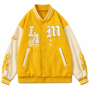Wholesale URBANGAZER Unisex Varsity Jacket Premium College Baseball <b>Coat</b> OEM Manufacturing Stand Collar Long Sleeve Front - Product Image 3