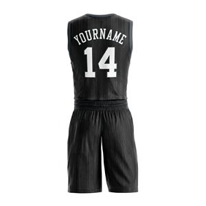 Tenue de Basketball Classique Minimaliste Noire et Blanche avec Typographie, en Polyester Respirant pour Hommes – Équipement d'Entraînement d'Équipe - Product Image 2