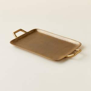 Plateau de service en laiton de luxe avec poignées robustes, élégant plateau en métal pour servir des boissons, du thé, du café et des en-cas dans les restaurants et les hôtels - Product Image 4