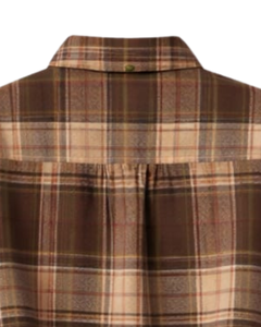 Chemisier court marron à carreaux personnalisé pour femme, col rabattu, manches longues, boutonné, style décontracté, fabricant et fournisseur OEM - Product Image 6