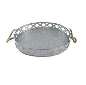 Plateau de service en métal martelé de haute qualité, forme carrée, en nickel, avec plateau de service ovale bicolore en métal martelé - Product Image 5